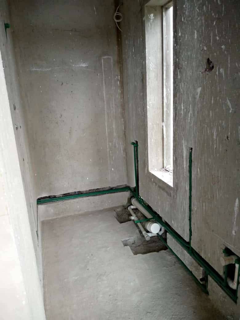 Pipework rough-in inside building