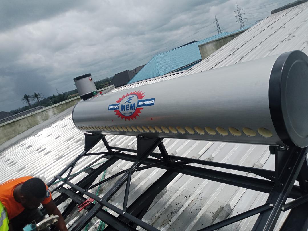 Water heater installation on rooftop